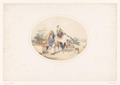 Lady on a Horse Visits a Farm