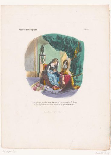 English woman fastening a mourning veil in her hair