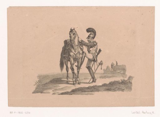 Cavalryman Mounting a Horse