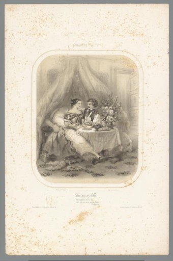 Lovers with glasses and fruit on the edge of a sofa
