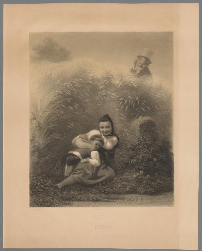 Young woman hiding in the grain for a gentleman
