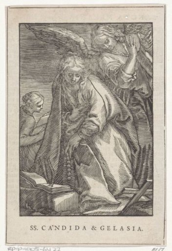 Saint Candida and Saint Gelasia as hermitesses with an angel