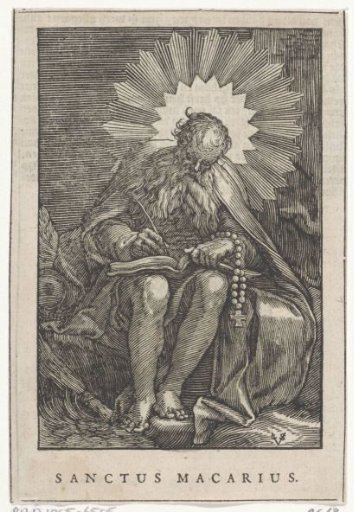 Saint Macarius as a hermit