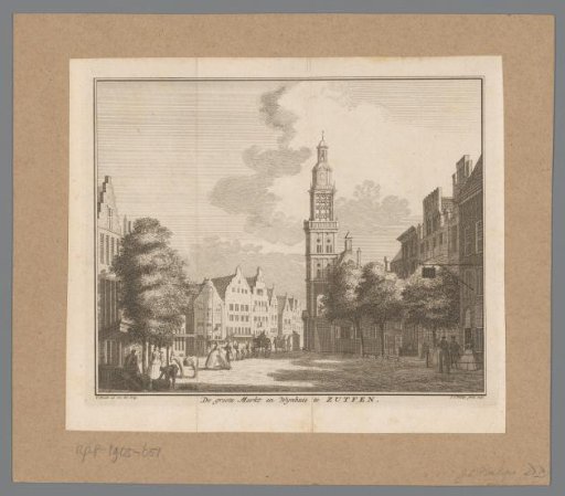 View of the Great Market and the Wijnhuistower in Zutphen, 1729