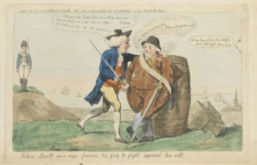 John Bull angry at the Dutchman's reluctance to fight, 1793