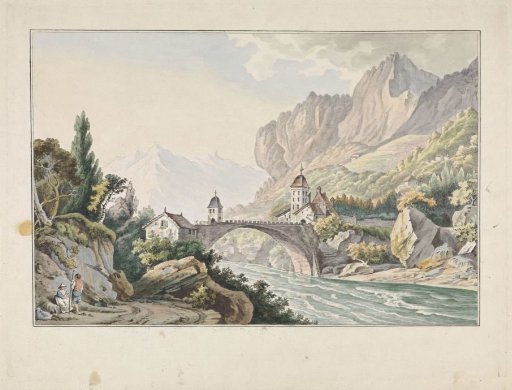 View of the Bridge at Saint Maurice in Switzerland