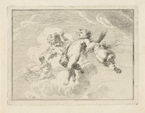 Four putti among the clouds