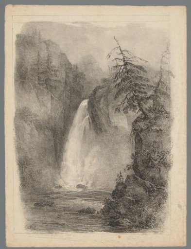 Landscape with waterfall near Rousseau's house