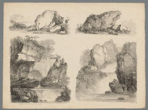 Four studies of rocks and waterfalls in Switzerland