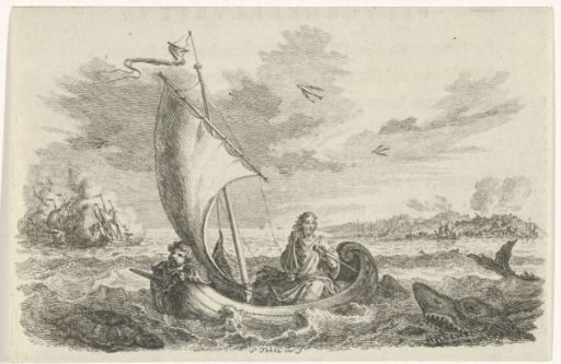 Young man in a sailing boat