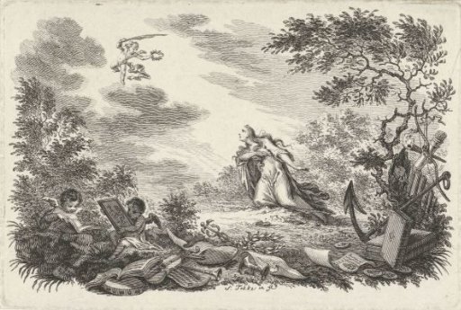 Landscape with a kneeling woman and putti