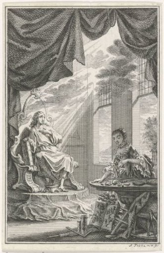 Man in an interior illuminated by a heavenly light