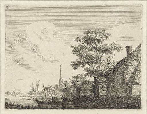 Landscape with farm and village