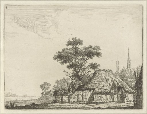Farm with a church in the background