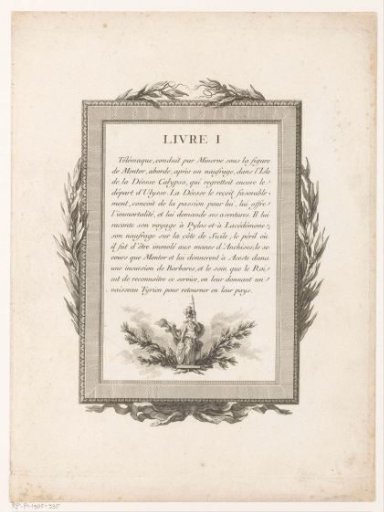 Framed French Text with Athena and Olive Branches