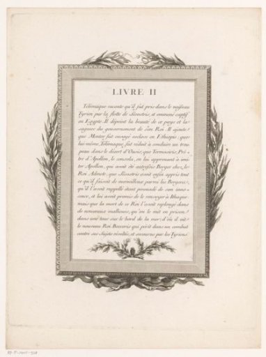 Framed French Text with an Owl and Olive Branches