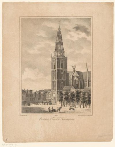 View of the tower of the Oude Kerk, Amsterdam