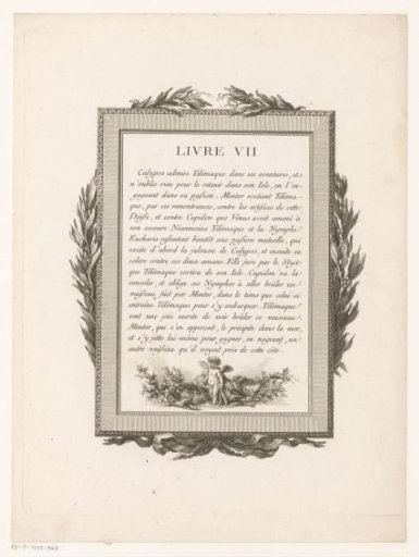 Framed French Text with a Putto and Olive Branches