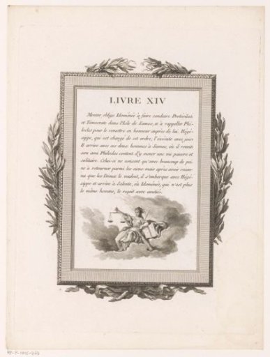 Framed French Text with Olive Branches and Justice