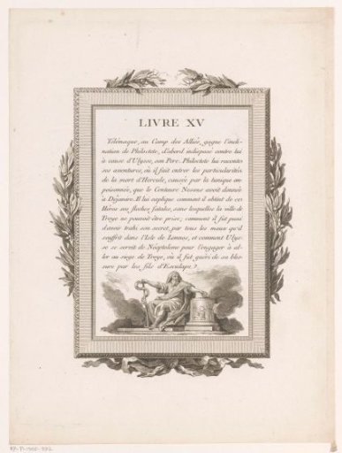Framed French Text with Olive Branches and a Priest