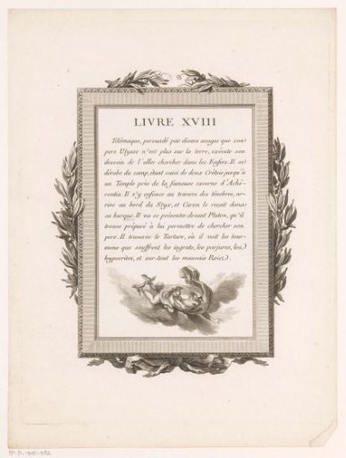 Framed French Text with Olive Branches and Mercury