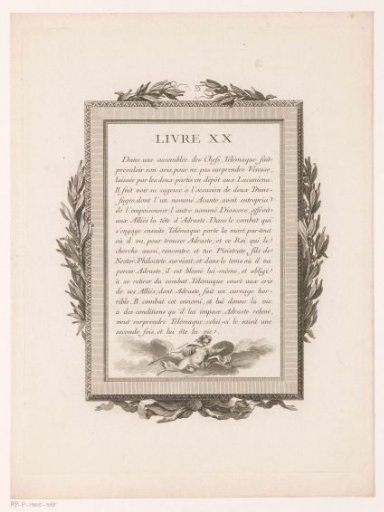 Framed French Text with Athena and Olive Branches