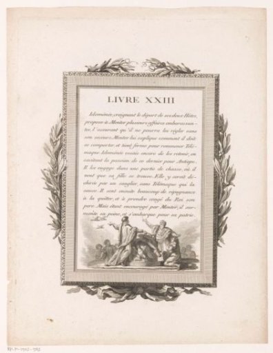 Framed French Text with Olive Branches and a Group of Sacrificing Figures