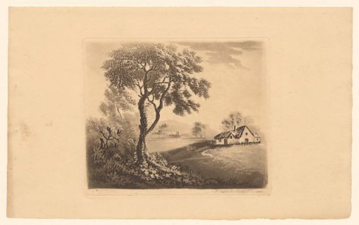 Landscape with a tree and a house