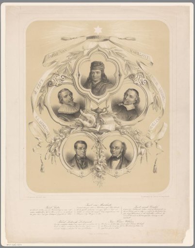 Portraits of Five Famous Belgian and Dutch Writers