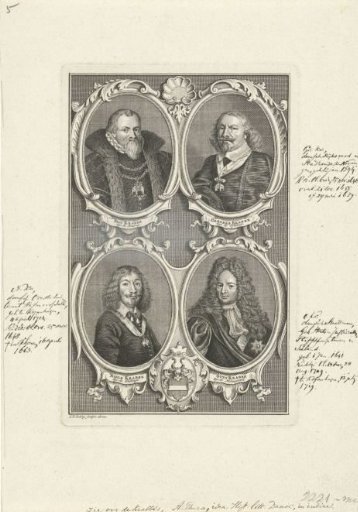 Portraits of Eric, Gregers, Niels, and Otto Krabbe