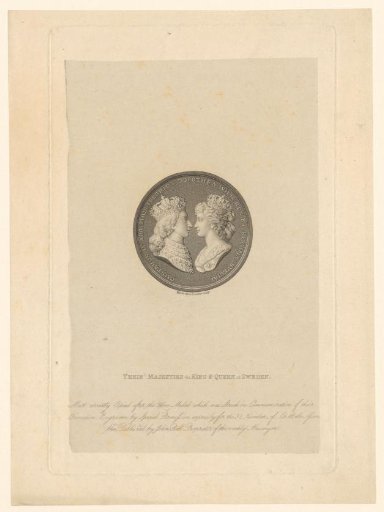 Double portrait on a coin of Gustav IV Adolf of Sweden and Frederica of Baden