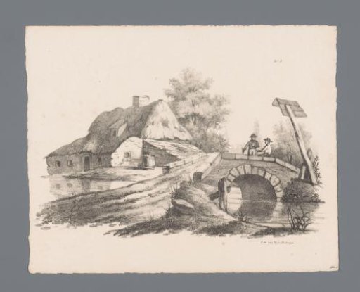 Farmhouse and stone bridge