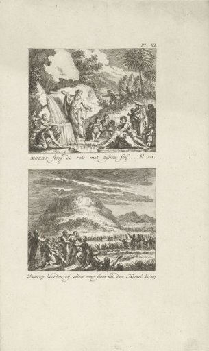 Moses Striking Water from a Rock, and Moses on Mount Sinai