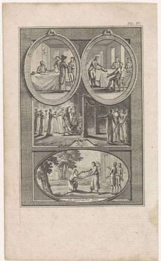 Sheet with four biblical scenes