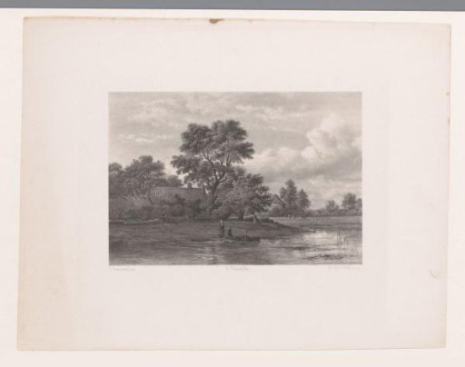 Landscape with boat on water