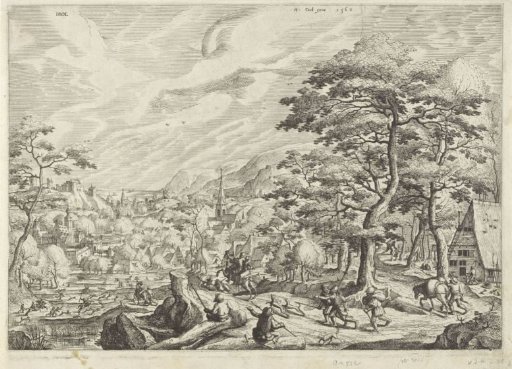 Village view with falconry