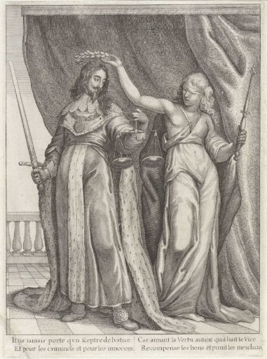 King Charles I of England Crowned by Justice