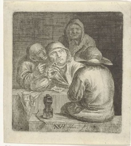 Smoker with company at a table
