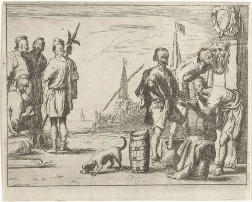 Islamic galley slaves by a fountain