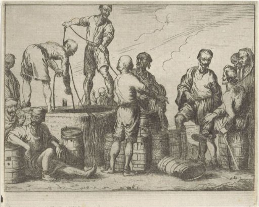 Islamic galley slaves around a well