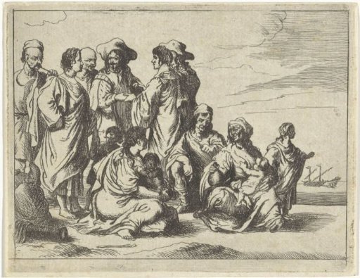 Men, women and children on the beach
