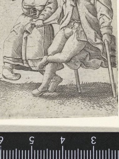 Dancing man and woman dressed as burghers