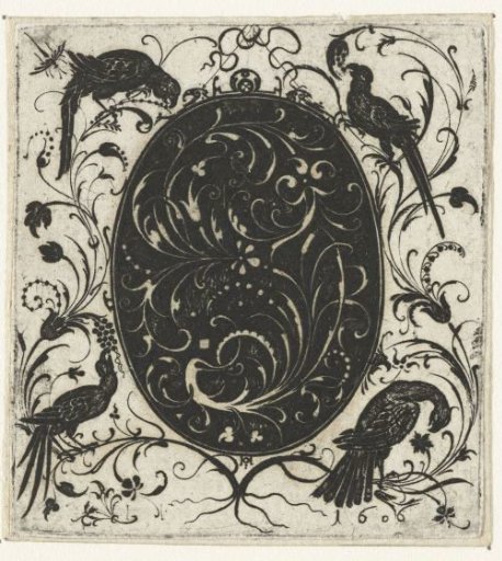 Oval with Leafy Scrolls