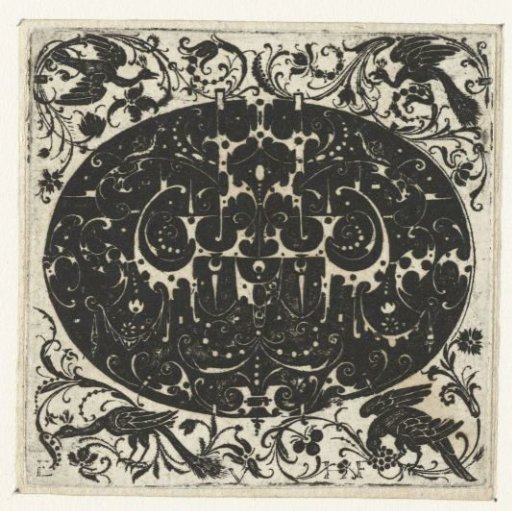 Horizontal oval with scrollwork