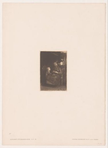 Woman Peeling Potatoes, a Child Standing Beside Her