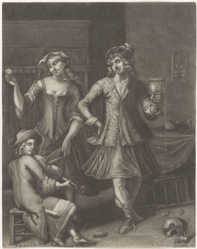Dancing couple and a violinist