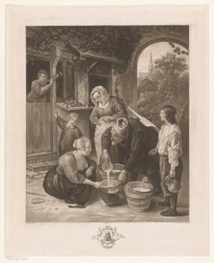 Milkman pouring milk for a baker