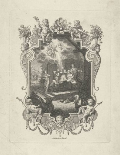 Cartouche with the Adoration of the Shepherds