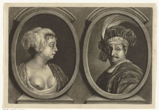 Portraits of a Woman with a Bare Breast and a Man with a Turban