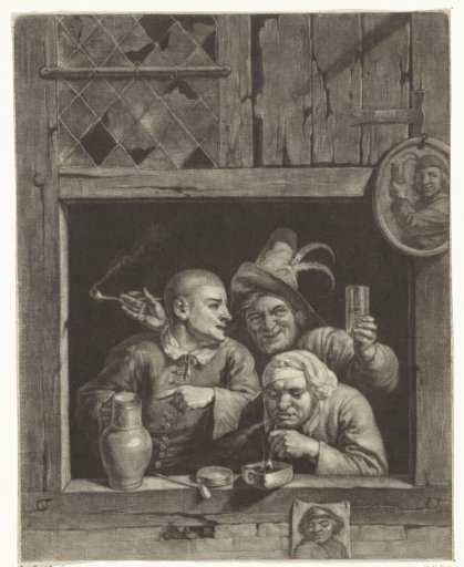 Three Smokers Behind an Open Window